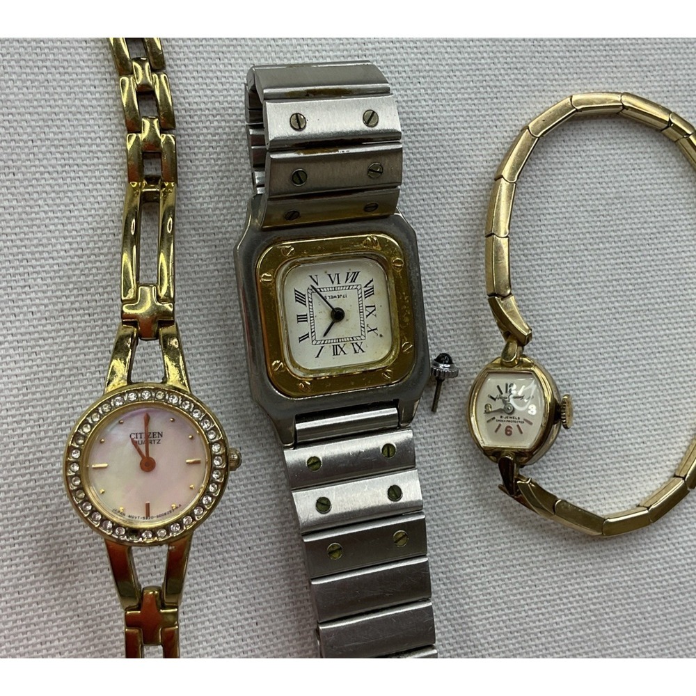 Watch Lot Citizen Henri Gireaux 3 Piece Wristwatches For Parts Repair Vintage